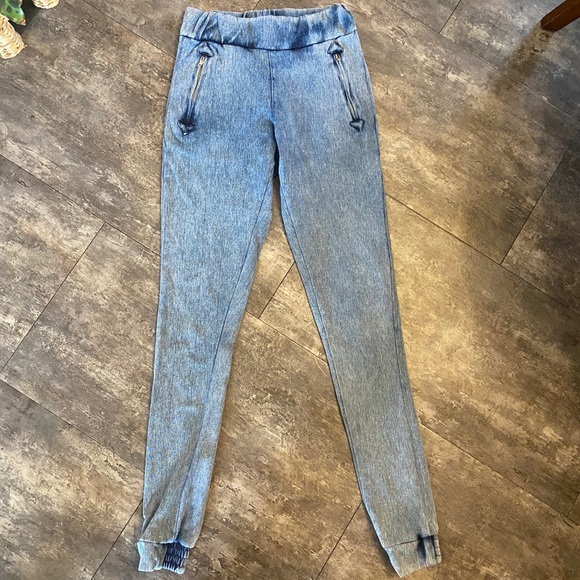 high waisted denim joggers